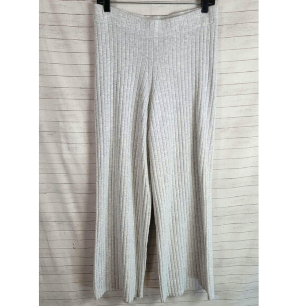 BANANA REPUBLIC SWEATER RIBBED PANTS IN HEATHERED LIGHT GRAY, SZ MEDIUM PETITE